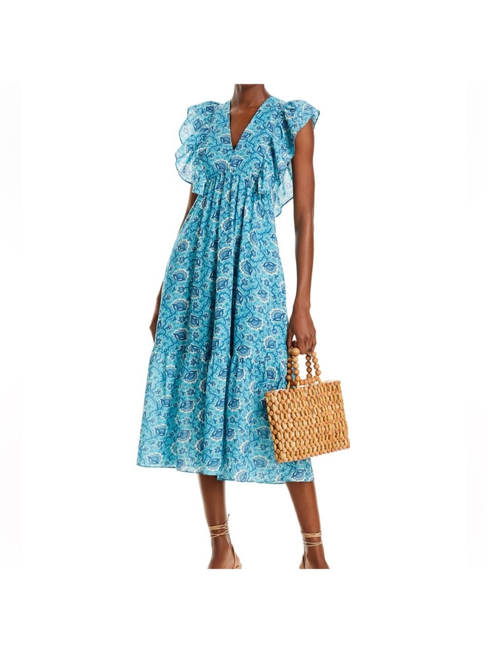 RHODE Blue Paisley Midi Dress